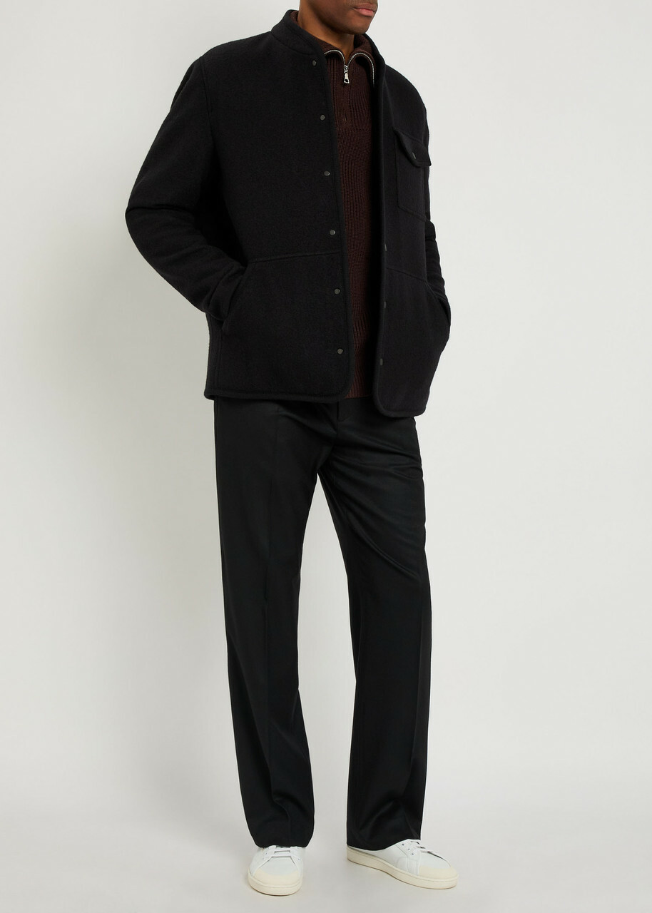 Moncler Wide-leg Wool Trousers Black