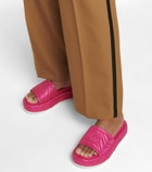 Gucci - Angelina quilted satin platform slides