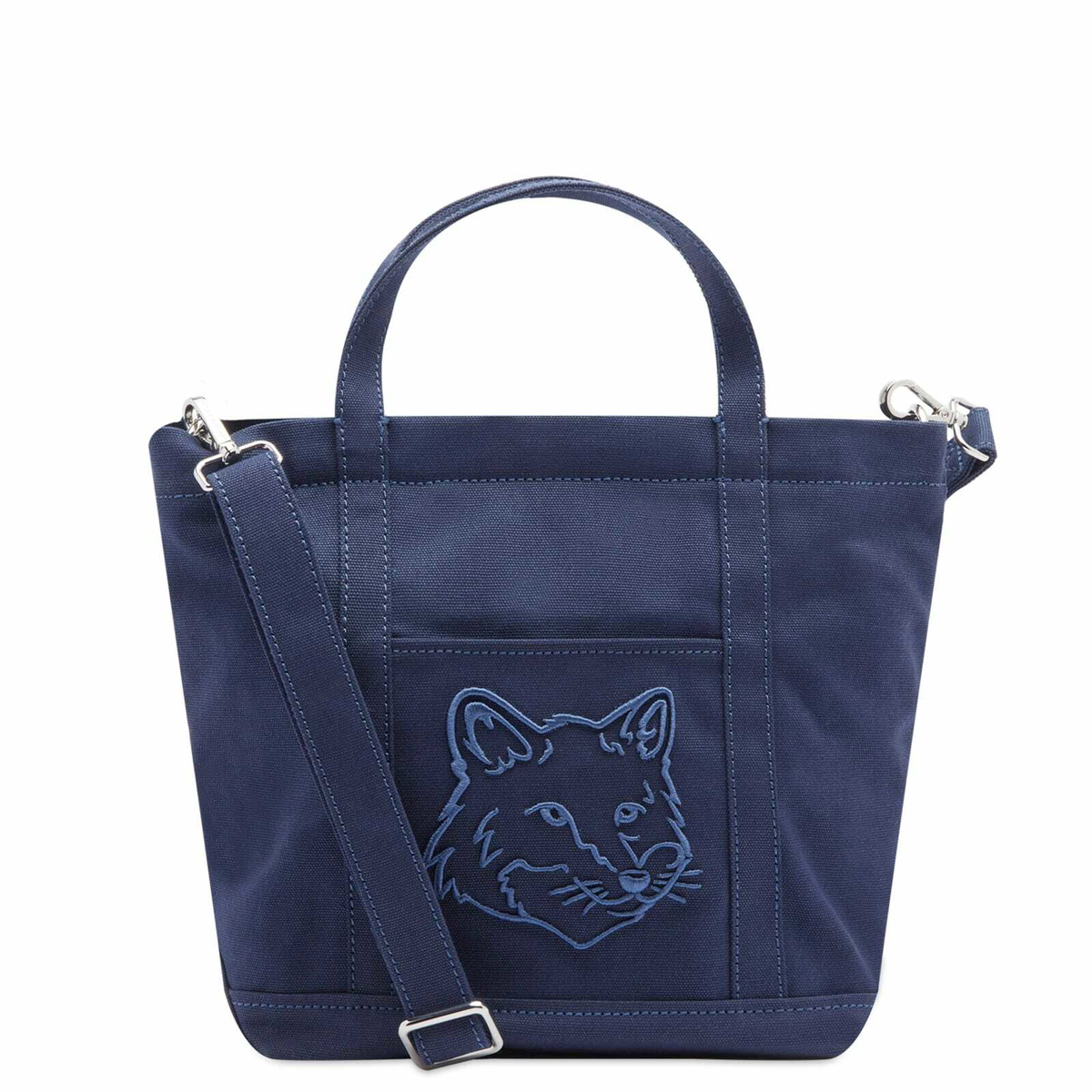 Maison Kitsuné Women's Fox Head Small Tote Bag in Ink Blue