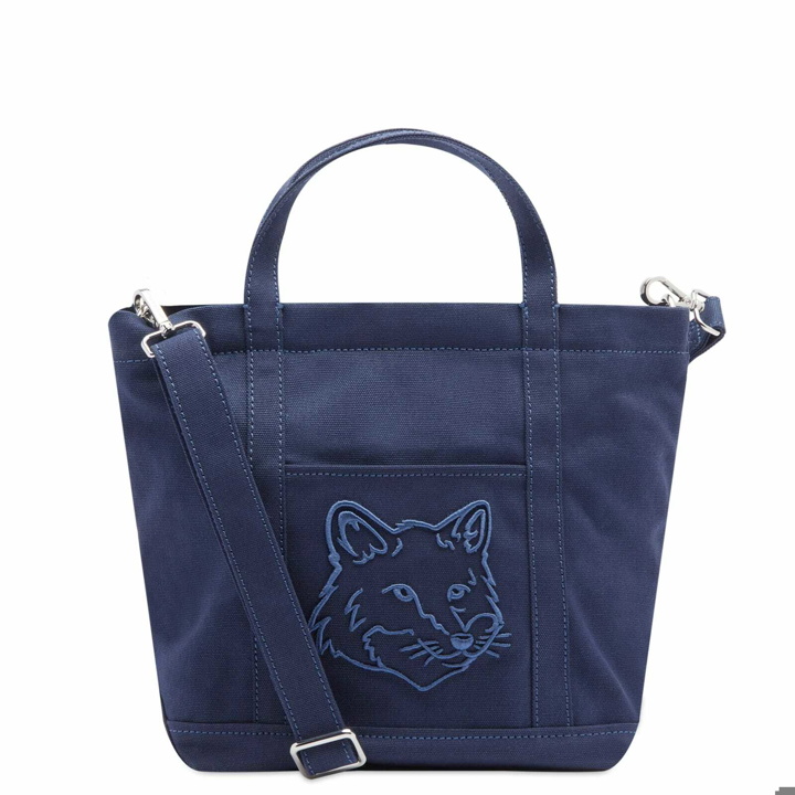 Photo: Maison Kitsuné Women's Fox Head Small Tote Bag in Ink Blue