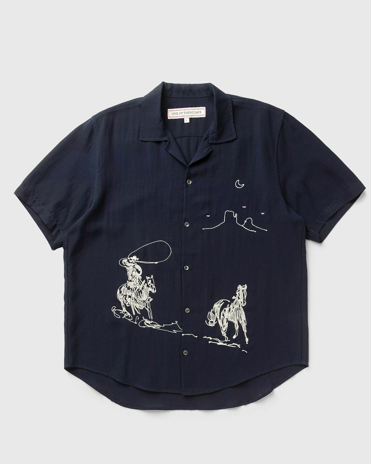 One of these Days INTO THE DISTANCE CAMP SHIRT Blue Mens Shortsleefe