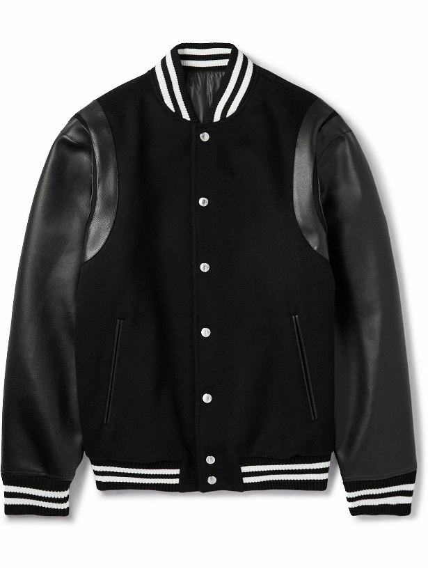 Photo: Balmain - Logo-Appliquéd Wool and Leather Varsity Jacket - Black