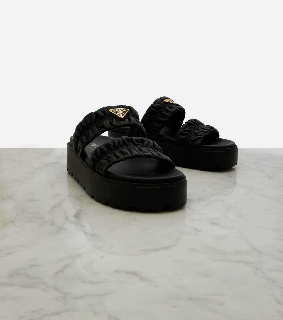 Prada Matelassé leather platform sandals