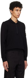 Stone Island Black Rolled Edge Polo