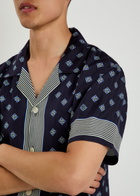 Bode Foyer Printed Silk Shirt Navy