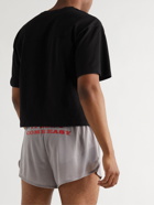 Y,IWO - Gold's Gym Cropped Logo-Print Cotton-Jersey T-Shirt - Black