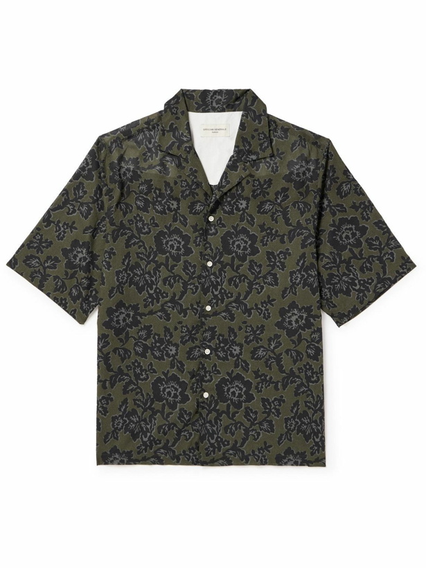 Photo: Officine Générale - Eren Camp-Collar Floral-Print Cotton Shirt - Green