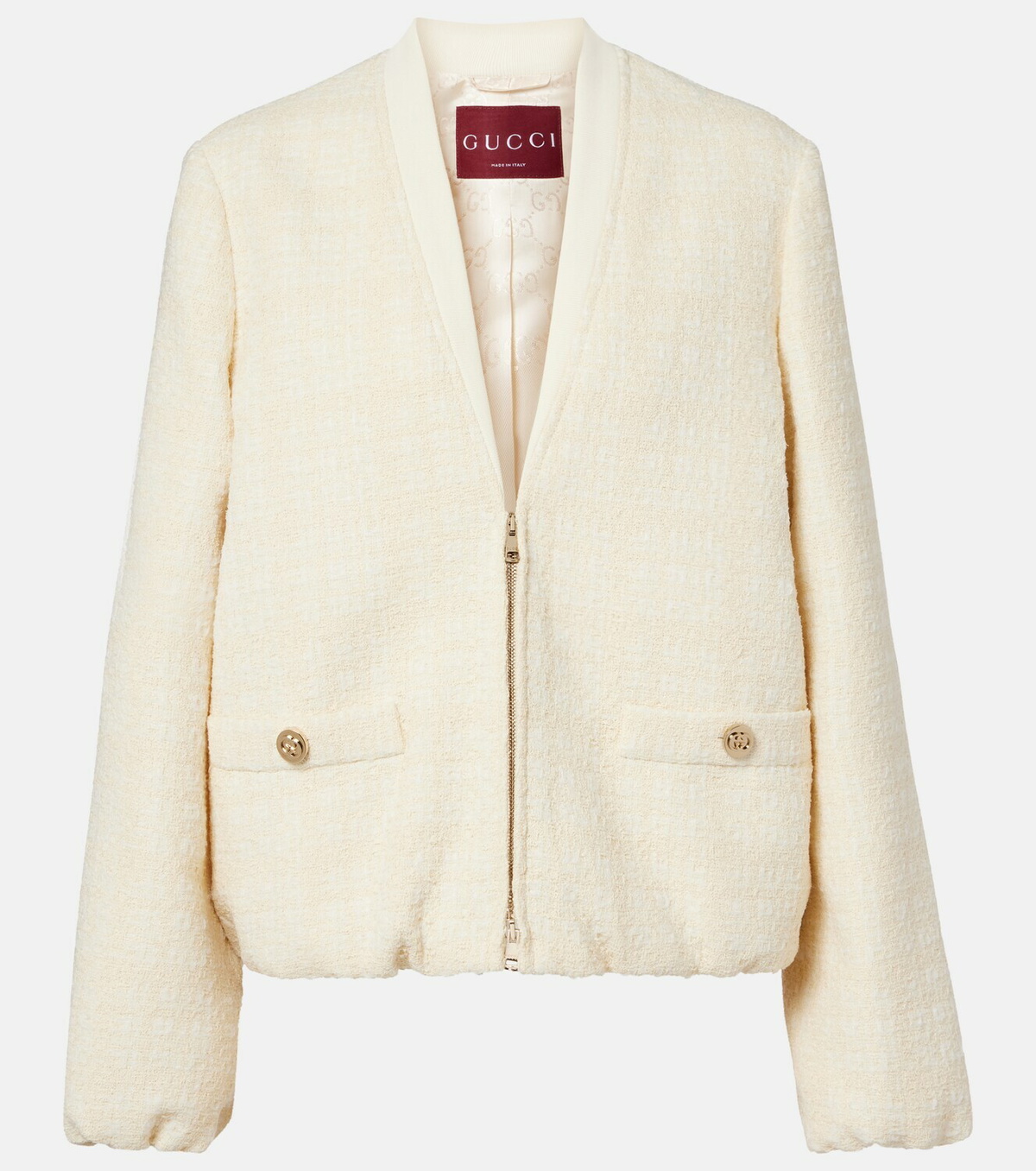 Gucci Checked cotton-blend tweed jacket