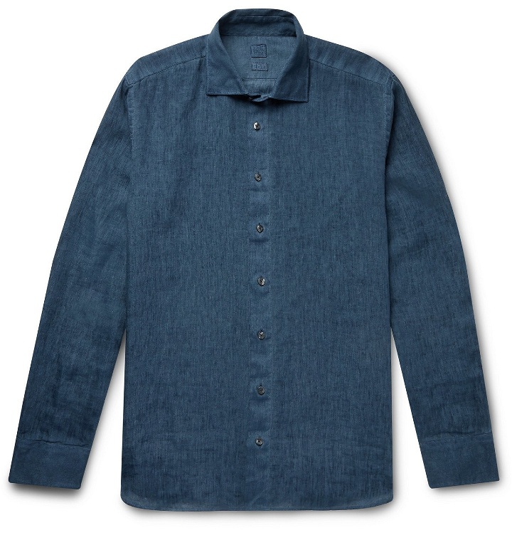 Photo: 120% - Slim-Fit Garment-Dyed Linen Shirt - Blue