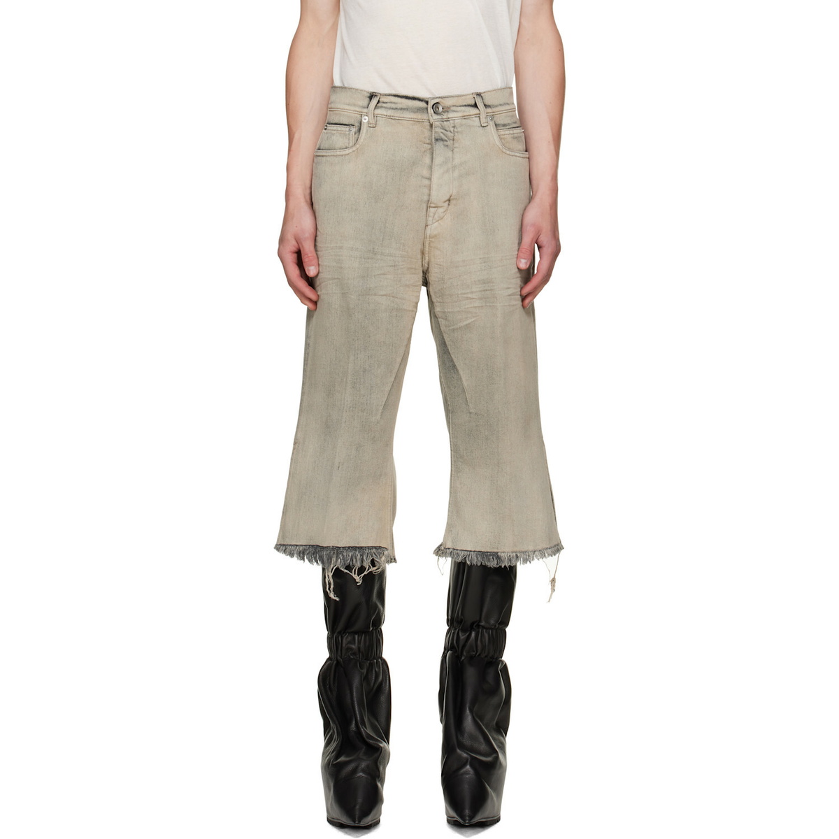 Rick Owens Beige Tower Bolan Cutoffs Jeans