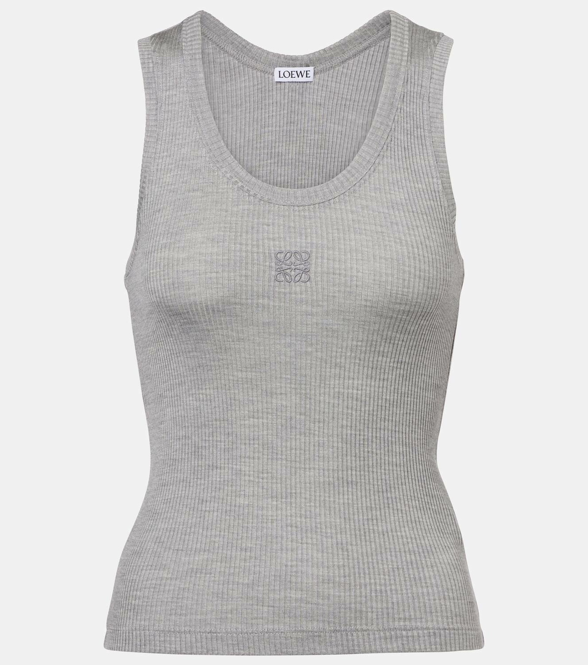 Loewe Anagram ribbed-knit silk tank top