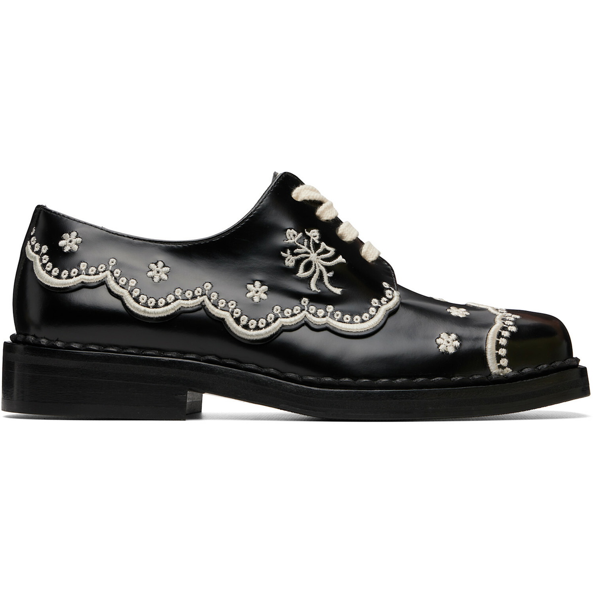 Simone Rocha Black Floral Lace Brogue Derbys