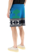 Alanui Blue And Green Cotton Piquet Icon Bermuda Shorts