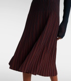 Tod's Striped ribbed-knit pleated midi dress