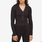 THE RANGE Women's Long Sleeve Henley Bodysuit in JetBlack