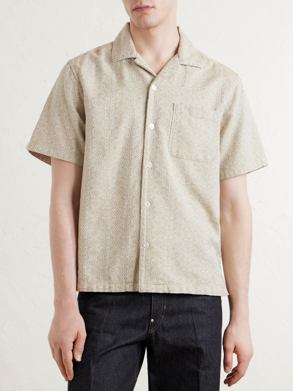 Aimé Leon Dore - Novelty Camp-Collar Cotton-Jacquard Shirt - Neutrals