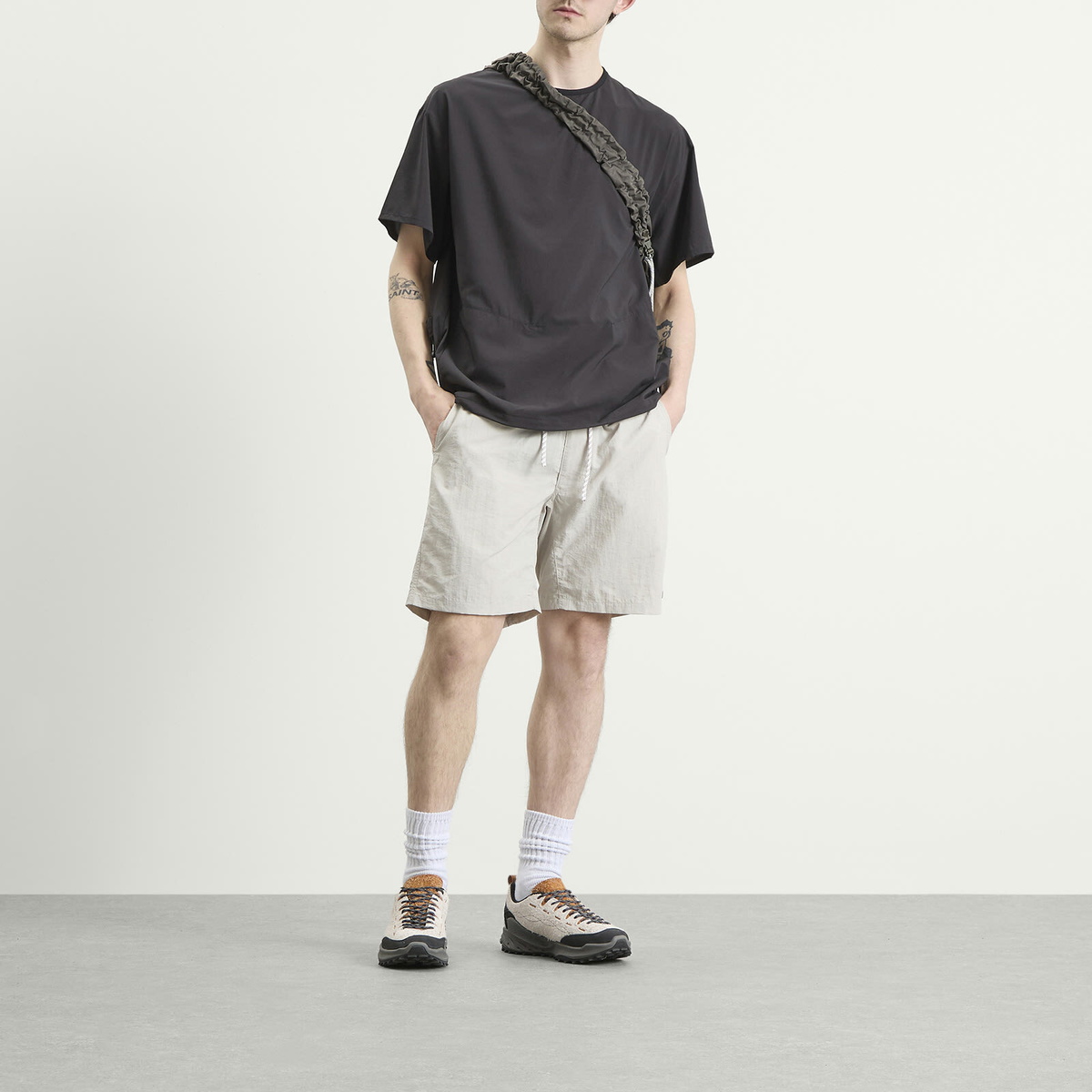 NANGA Men's Nylon Tusser Easy Shorts in Ivory