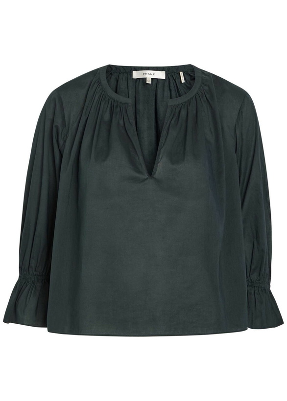 Photo: Frame The Poet Gathered Cotton Blouse Navy