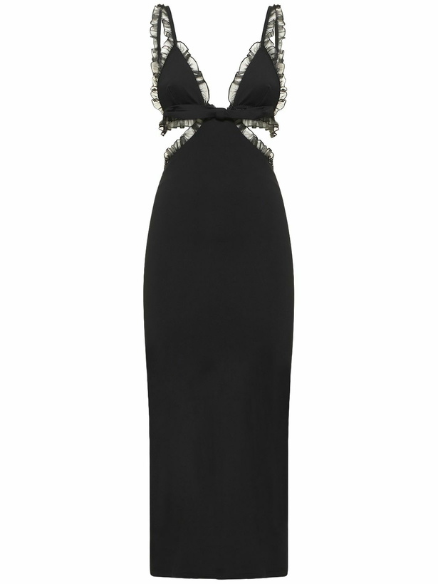 Photo: GIAMBATTISTA VALLI Ruffled Crossed Jersey Cutout Midi Dress