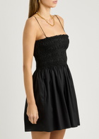 Matteau Smocked Cotton Mini Dress Black