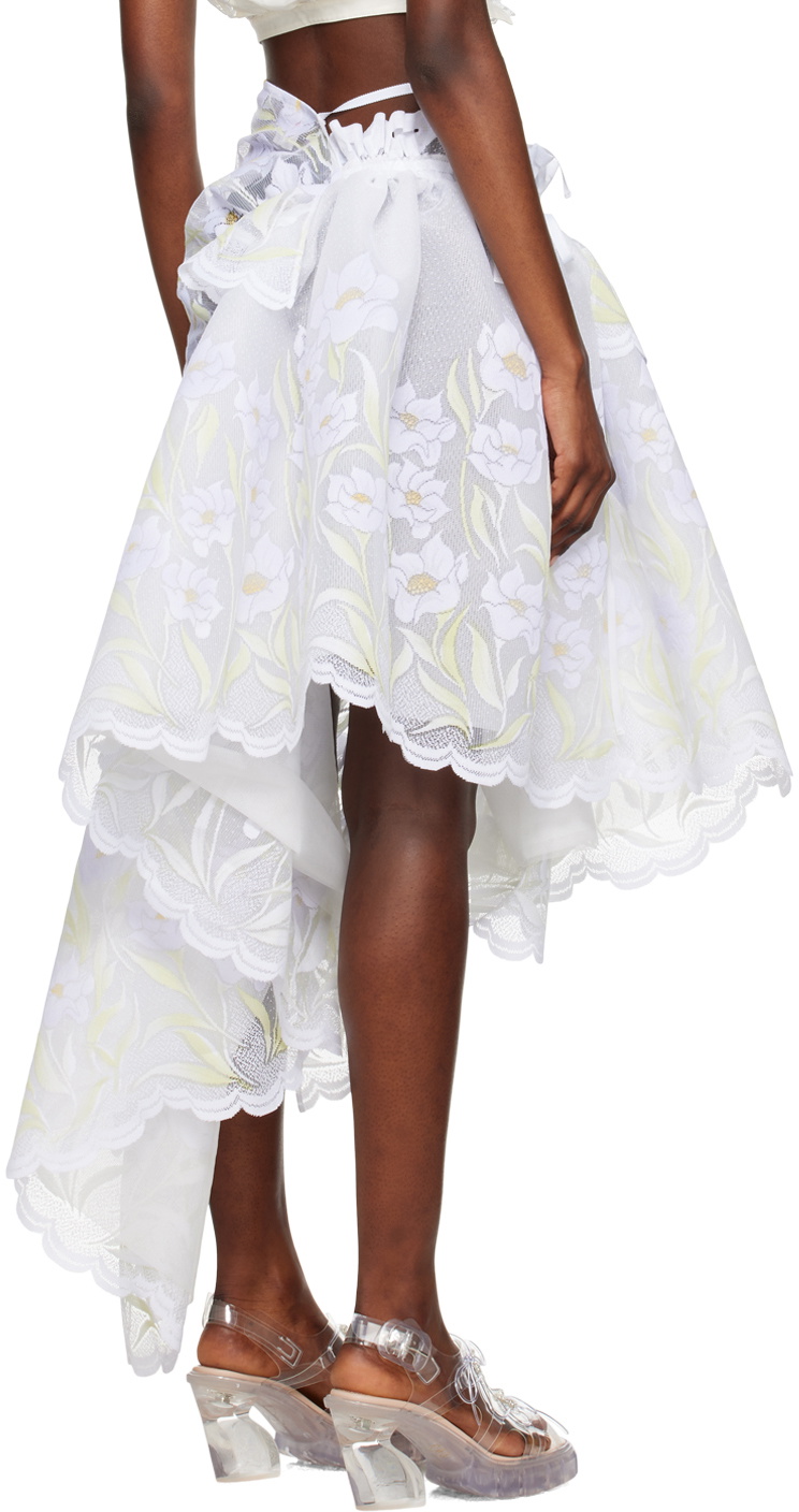 Yuhan Wang White Floral Midi Skirt Yuhan Wang