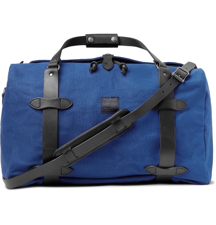 Photo: Filson - Leather-Trimmed Cotton-Twill Duffle Bag - Blue