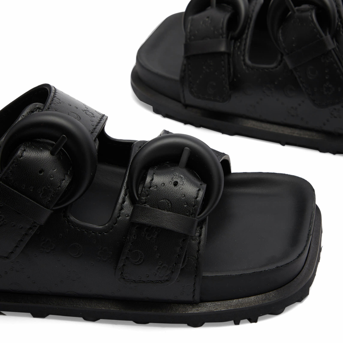 Marine Serre|SANDALS (WFW015 RLEA0010 BK99) Marine Serre Women's Embossed Leather Sandals in Black
