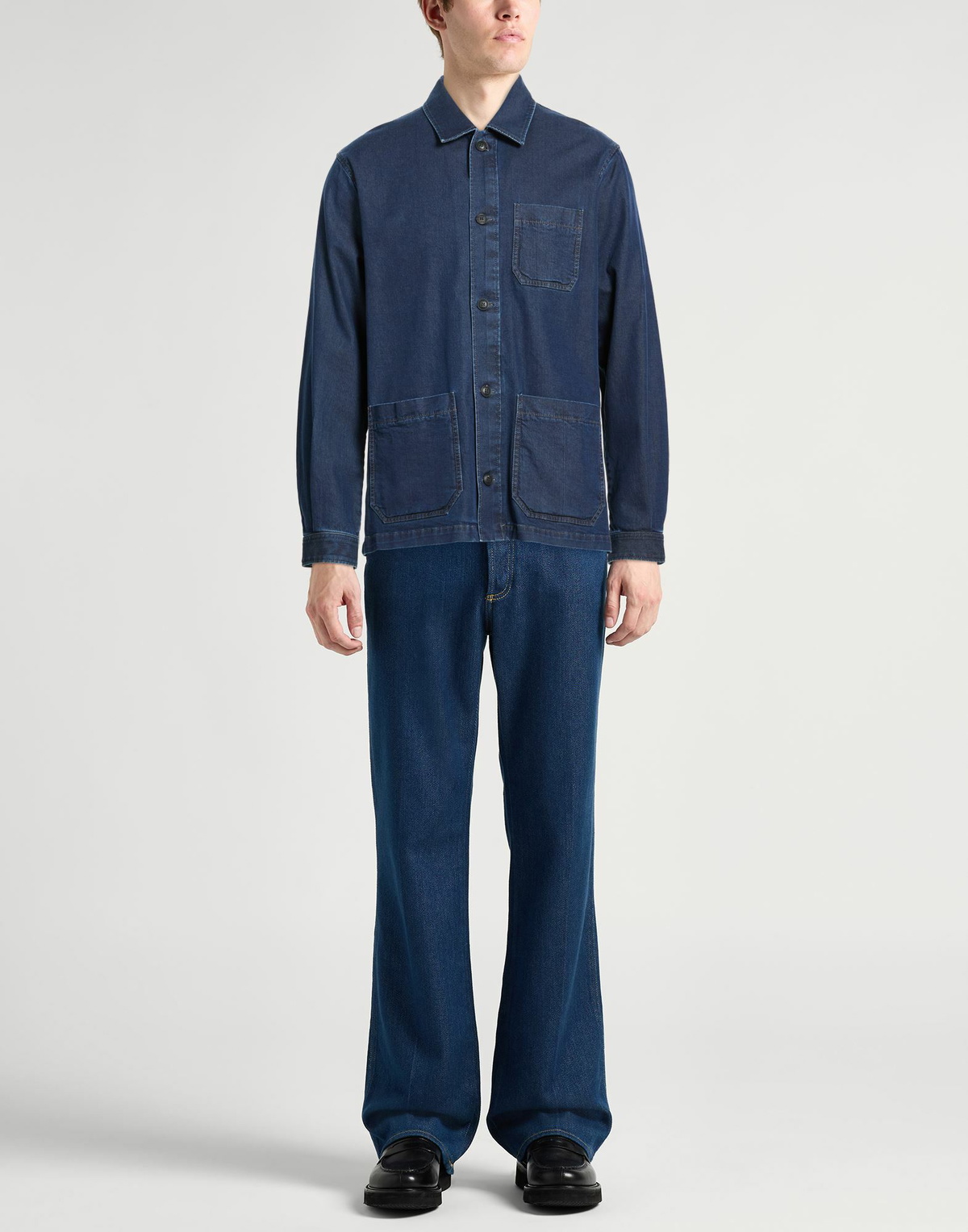 Fedeli Mens Denim shirt in Blue