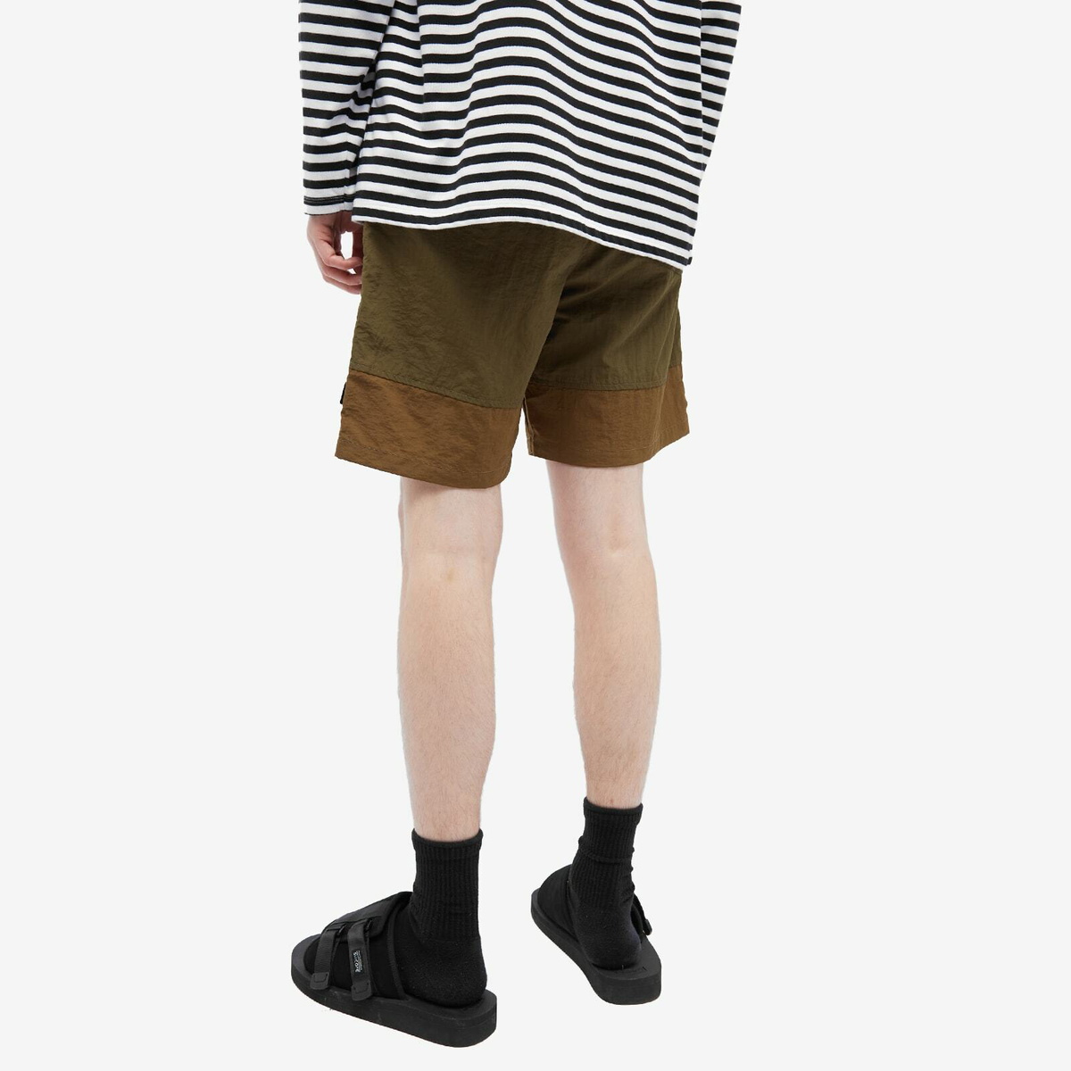 Neighborhood Men's Nylon Logo Swim Short in Olive Drab