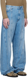 Mugler Blue Washed Oversized Spiral Jeans