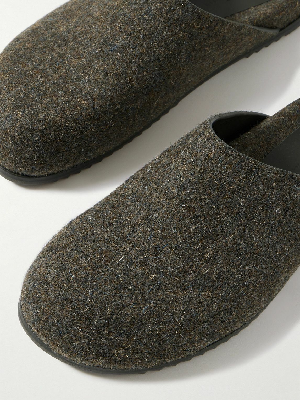Rick Owens - Granola Melton Wool Mules - Green
