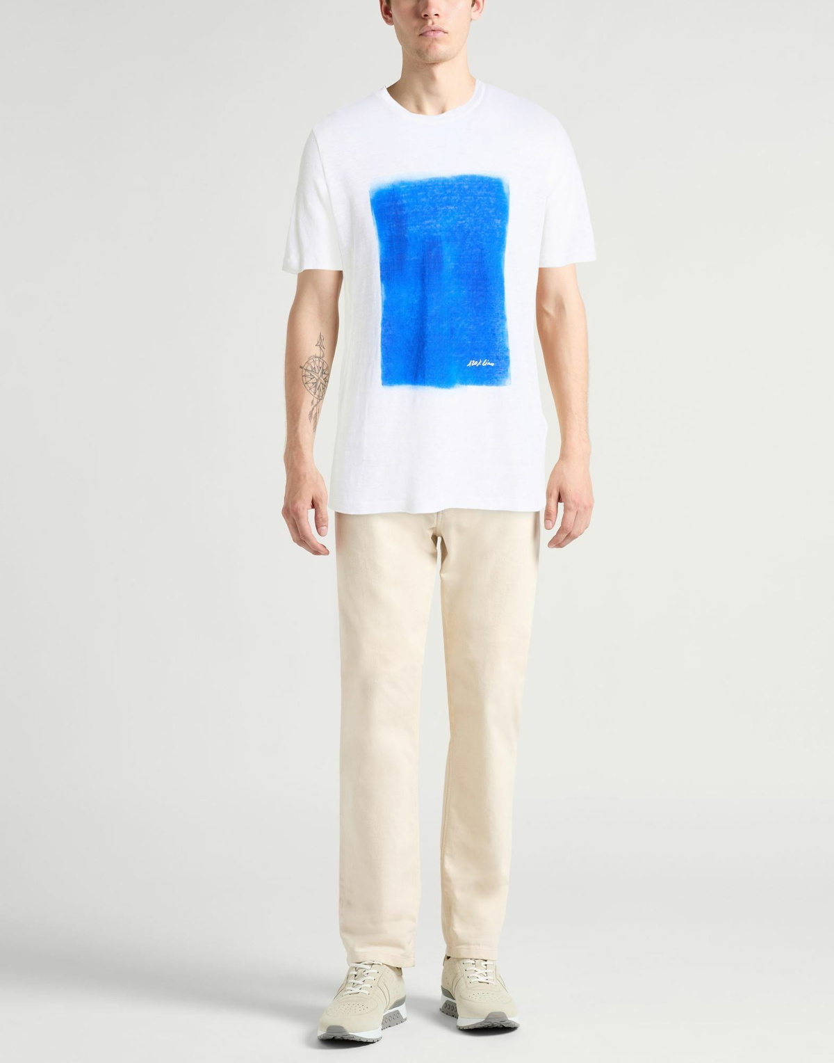 120% Lino Mens T-shirt in White