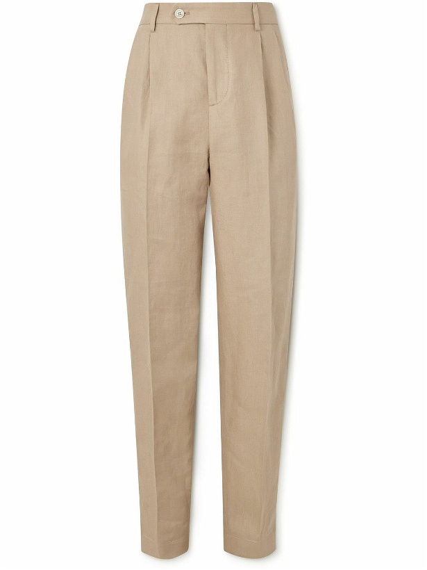 Photo: Brunello Cucinelli - Straight-Leg Pleated Linen Suit Trousers - Neutrals