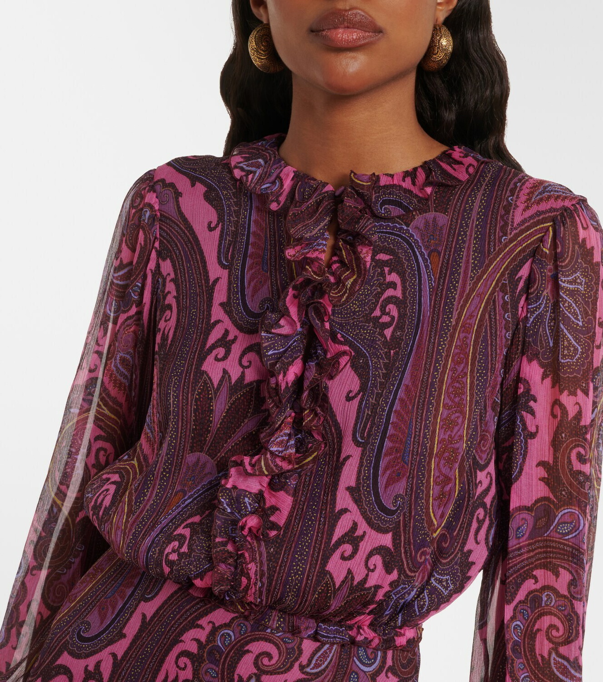 Etro Paisley ruffled silk minidress