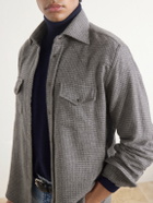 Eleventy - Texas Houndstooth Wool and Cashmere-Blend Shirt - Gray