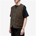 Comme Des Garçons Homme Men's Wool Herringbone Quilted Vest in Khaki