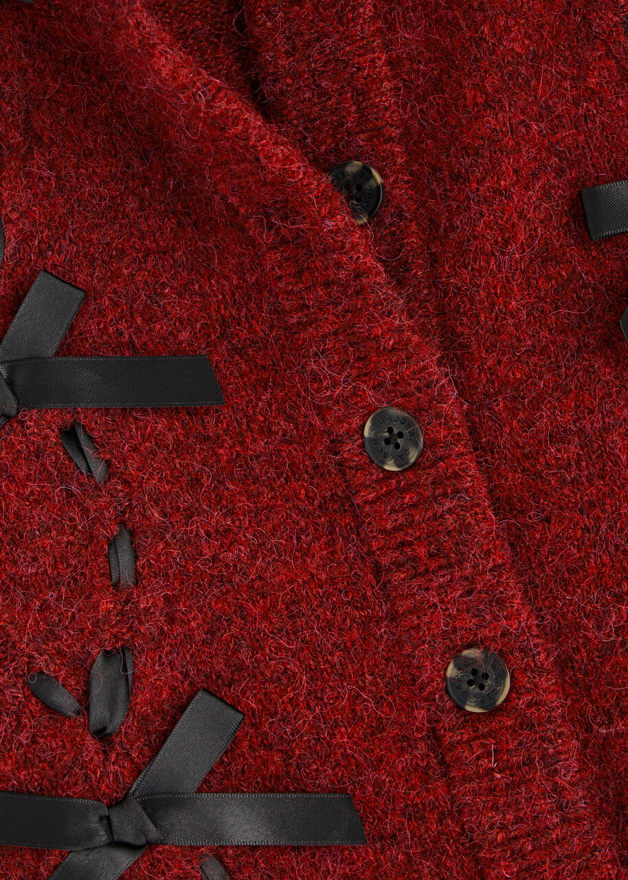 Damson Madder Aggie Bow-embellished Knitted Vest Burgundy