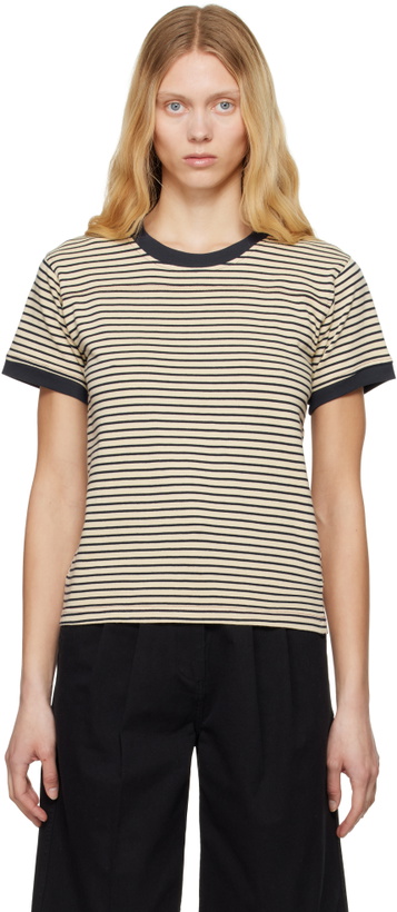 Photo: Carter Young Beige & Navy Striped Football T-shirt