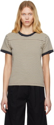 Carter Young Beige & Navy Striped Football T-shirt