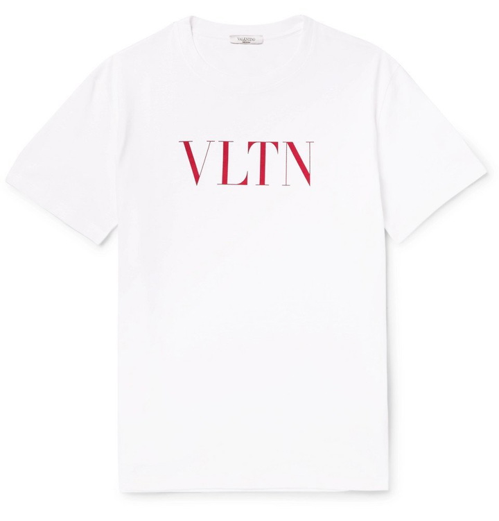 Photo: Valentino - Logo-Print Cotton-Jersey T-Shirt - Men - White