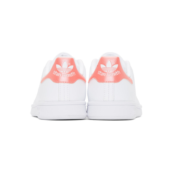 adidas Originals White and Pink Stan Smith Sneakers