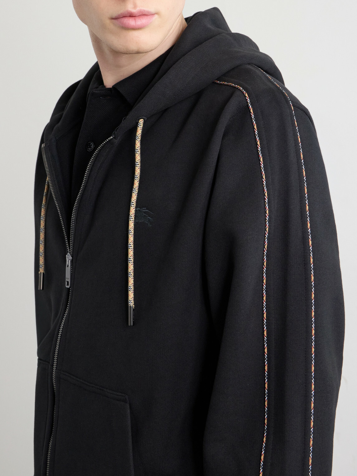 Burberry - Logo-Embroidered Cotton-Jersey Zip-Up Hoodie - Black