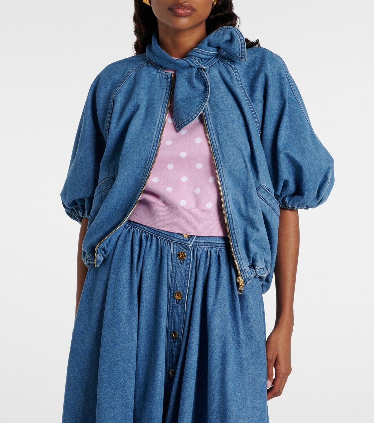 Patou Tie-neck denim jacket