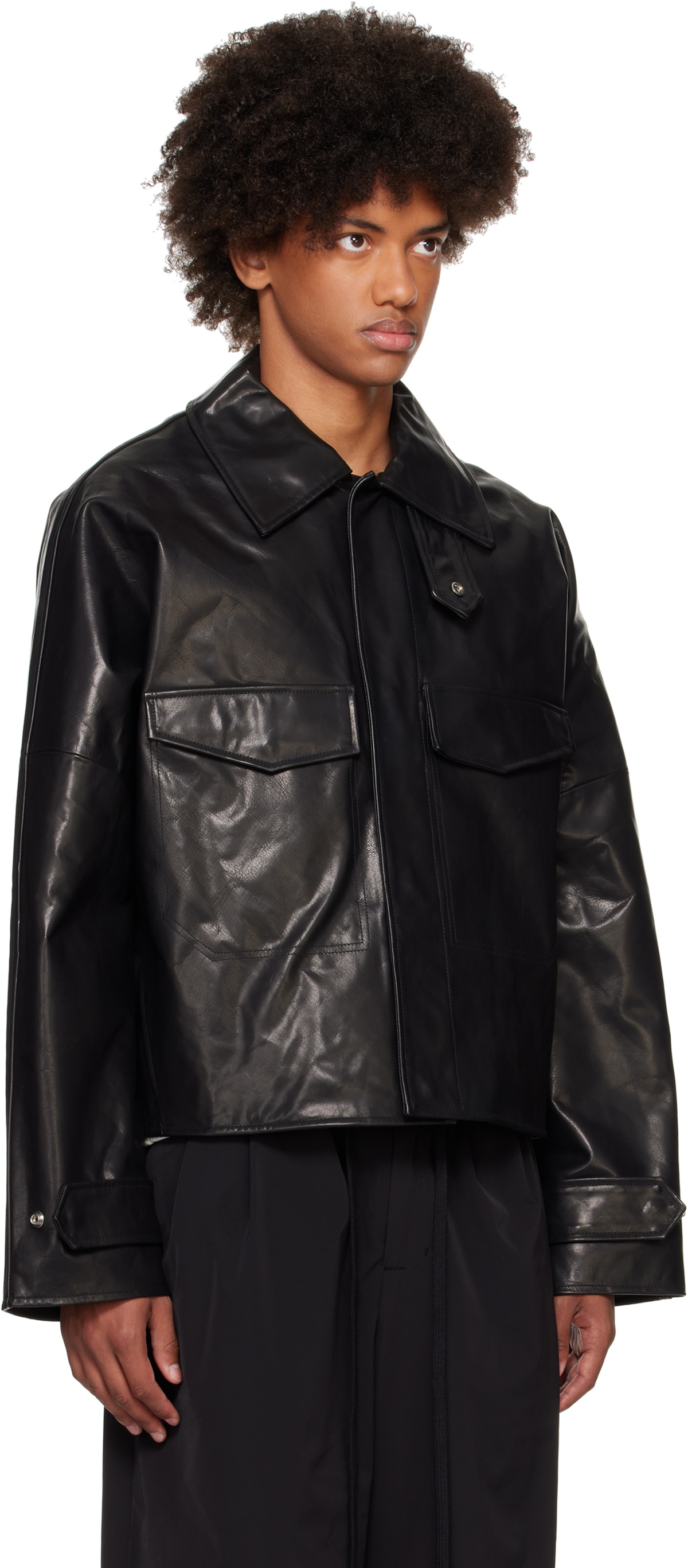 ジャケット・アウター CAET LA CACHER Entire Studios Black Cache Leather Jacket Entire Studios