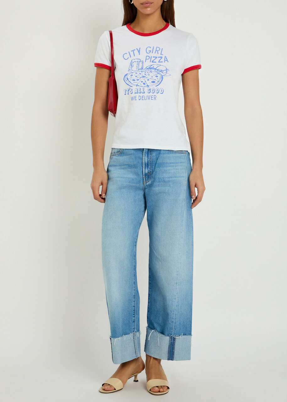 Mother The Half-pipe Ankle Turn-up Barrel-leg Jeans Blue