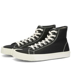 Maison Margiela Men's Canvas Tabi High Top Sneakers in Black/White