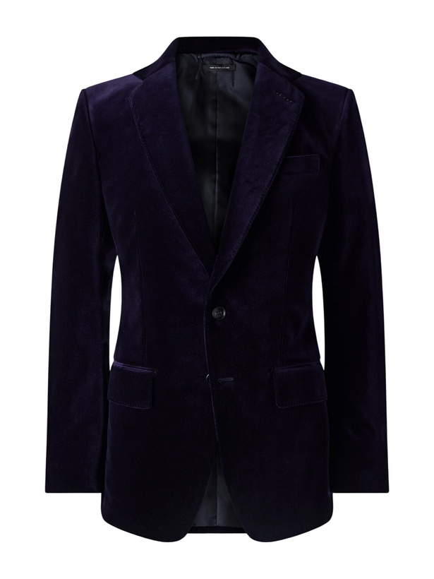 Photo: TOM FORD - Atticus Slim-Fit Cotton-Blend Velvet Blazer - Purple