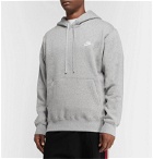 Nike - Sportswear Mélange Logo-Embroidered Fleece-Back Cotton-Blend Jersey Hoodie - Gray