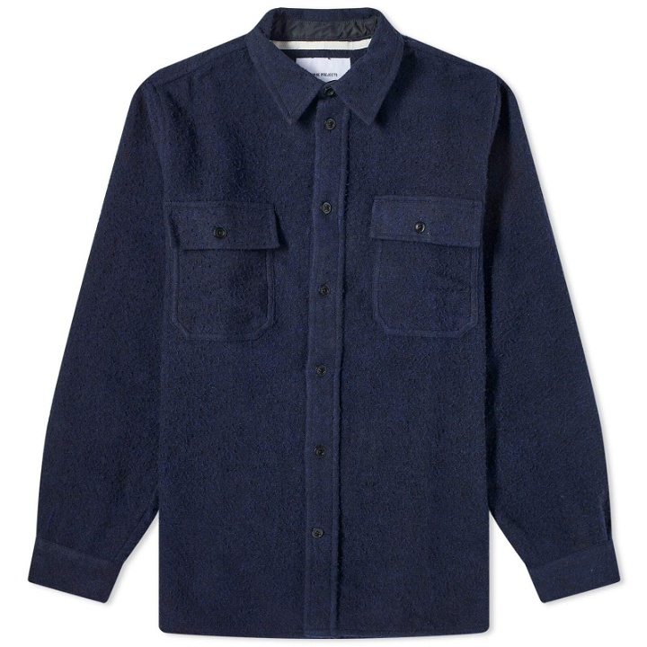 Photo: Norse Projects Men's Silas Textured Cotton Wool Overshirt in Dark Navy