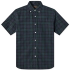 Beams Plus Men's Short Sleeve Black Watch Shirt in Indigo